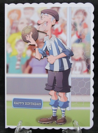 Blue and White Stripe Old Footballer Dude by Suzi Cooper