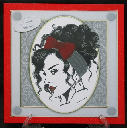 Beautiful Glamour Girl With Black & Red Headband 8x8 by Suzi Cooper