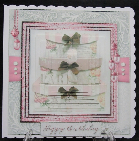 Happy Birthday thank you with love pyramid mini kit with lilac shabby chic by Suzi Cooper