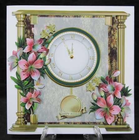 Glass and Brass Clock Card - Peruvian Lily by Suzi Cooper