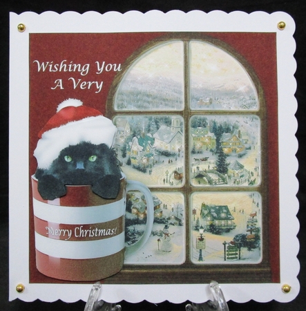 Black Christmas Cat In A Mug by Suzi Cooper