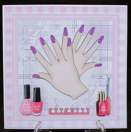 Pink Manicured Nails 8x8ins Decoupage Topper by Suzi Cooper