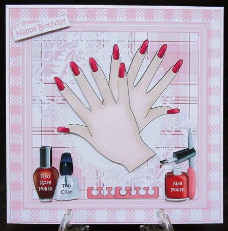 Red Manicured Nails Decoupage Topper by Suzi Cooper