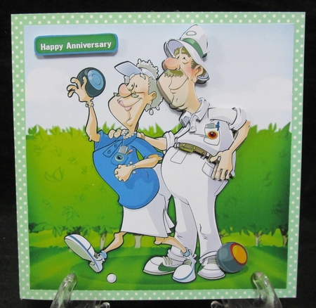 Bowling Dudes Couple 2 8x8 Quick Card by Suzi Cooper
