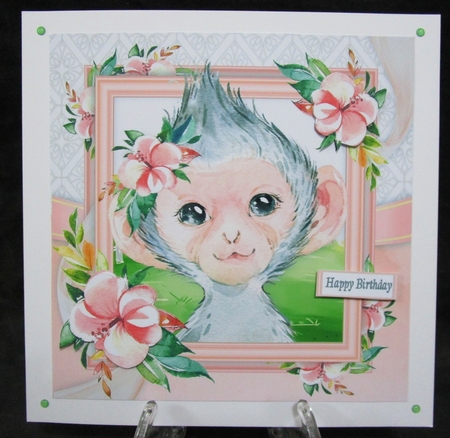 Beautiful Water Colour Monkey 8x8  by Suzi Cooper
