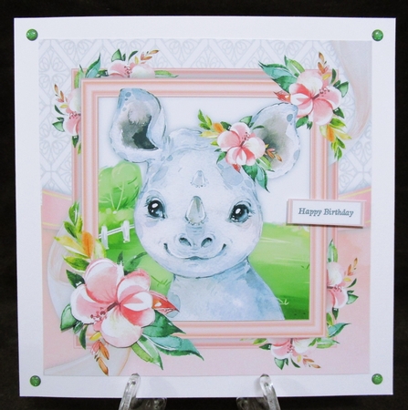 Beautiful Water Colour Rhino 8x8  by Suzi Cooper