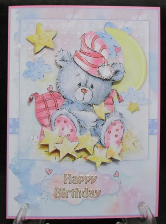 Moon and Stars Bear A5 Card Front & Decoupage by Suzi Cooper