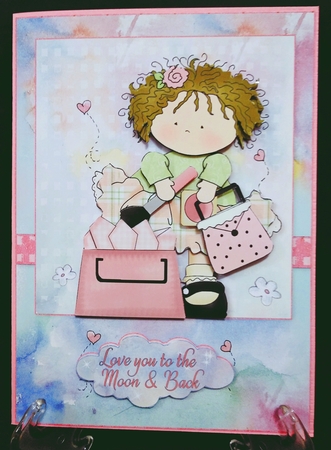 Shopping and Make Up Cute Girl Card Front & Decoupage by Suzi Cooper