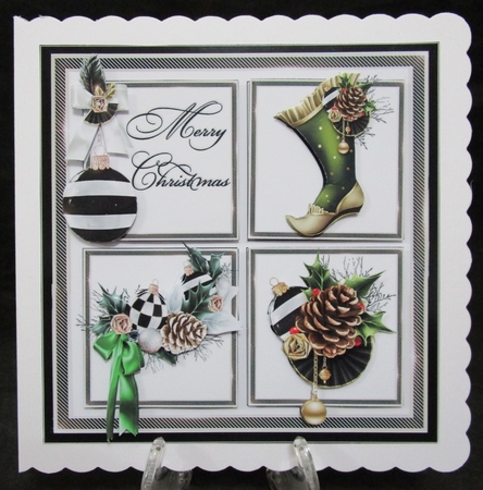 8x8 Black and white Christmas ornaments 1 mini kit by Suzi Cooper
