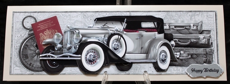 Old Timers Vintage Car Large DL Card 2 (multi-use) by Suzi Cooper