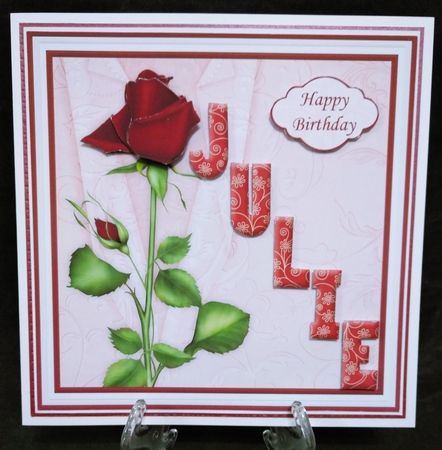 RED ROSE ALPHA & AGE KIT 7.5 or A5 Toppers Decoupage & Inserts by Suzi Cooper