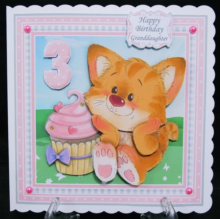 BABY TIGER & CUPCAKE 7.5 Decoupage Insert & Ages Kit by Suzi Cooper