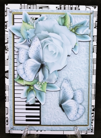 A5 Card Roses & Butterflies Piano by Suzi Cooper