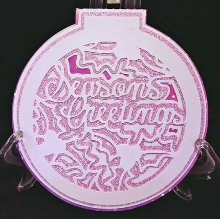 Seasons Greetings bauble card by Suzi Cooper