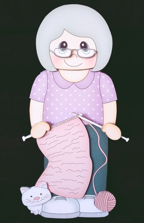 3D On the Shelf Card Kit - Old Lady Noella is Knitting by Suzi Cooper
