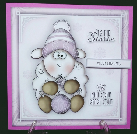 Winter Knitting Sheep Pink Mini Kit by Suzi Cooper