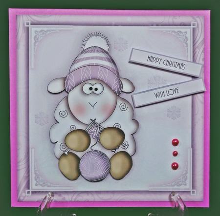 Winter Knitting Sheep Pink Mini Kit by Suzi Cooper