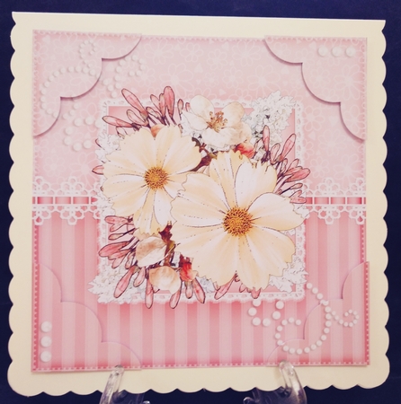 A Touch of Elegance Flowers, Pearls and Lace 8 x 8 Scalloped Corner Topper   by Suzi Cooper