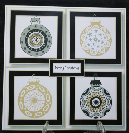 Black White & Gold Baubles Quad Frame 8x8 by Suzi Cooper