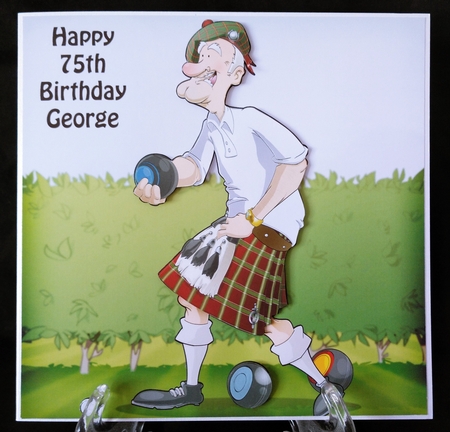 Scottish Bowling Dude 8x8 Quick Card by Suzi Cooper