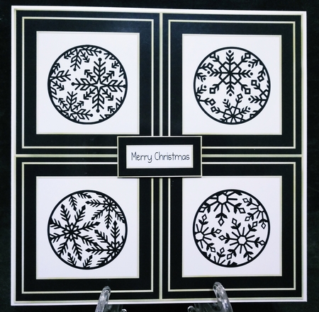 Monochrome Snowflakes Quad Frame 8x8 by Suzi Cooper