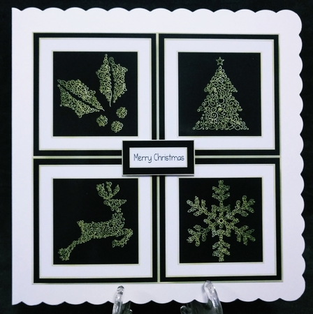 Gold Foil Christmas Quad Frame 8x8 by Suzi Cooper