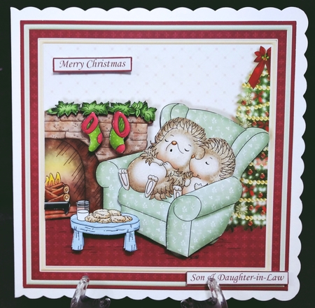 HEDGEHOGS WAITING FOR SANTA CHRISTMAS 7.5 Decoupage & Insert Mini Kit by Suzi Cooper