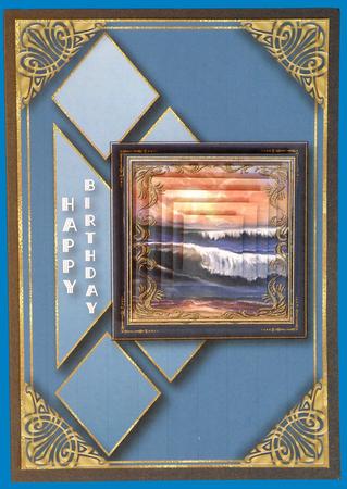 Ocean Waves Pyramid Card Front by Suzi Cooper