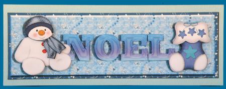 Noel Snowman and Christmas Stocking Large Dl Card Light by Suzi Cooper