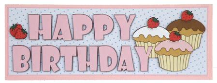 Happy Birthday and Cupcakes Large Dl by Suzi Cooper