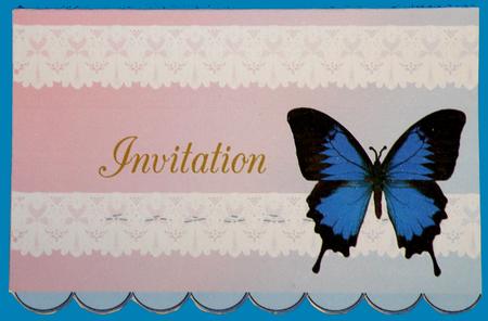 Invitation Blue Butterfly and Lace Quick Card by Suzi Cooper