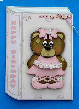 Rosie the Ballerina Bear - New Book Shape Quick Card by Suzi Cooper