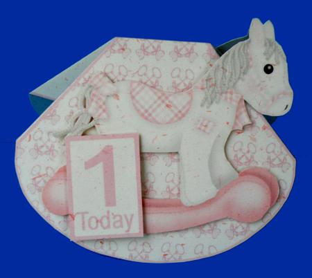 Rocking Horse Wobble Card Pink 2 by Suzi Cooper