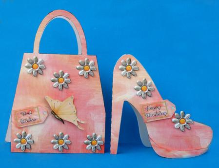 Daisy and Butterfly Bag Shaped Card by Suzi Cooper