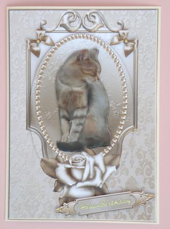 Cat with Rose & Pearls and Decoupage by Suzi Cooper