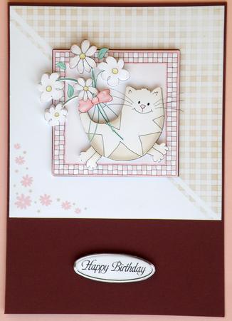 Cute Cat Quick Card with Decoupage by Suzi Cooper