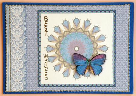 Pale Blue Embossed with Embroidered Flower Border by Suzi Cooper