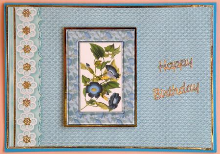 Pale Aqua Embossed with Embroidered Flower Border by Suzi Cooper
