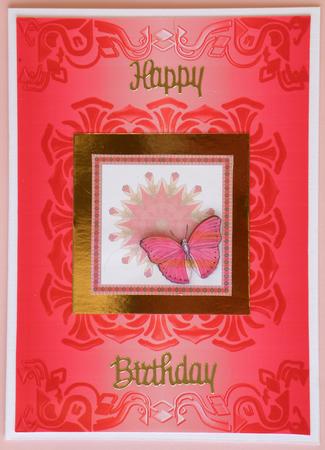Art Deco Card Front in Raspberry by Suzi Cooper