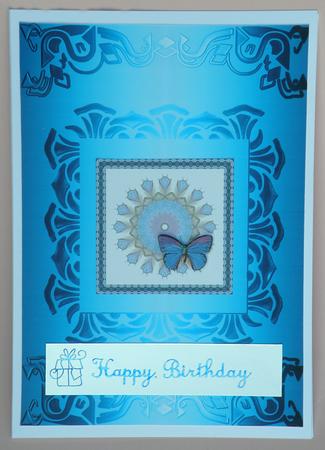 Art Deco Card Front in Mid Blue by Suzi Cooper