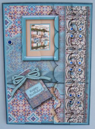 Brixham Harbour Blue Landscape, Tunnel Card Sheet by Suzi Cooper