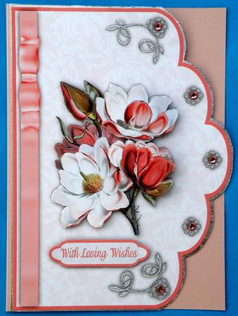 Magical Magnolia Scallop Edge Card Front by Suzi Cooper