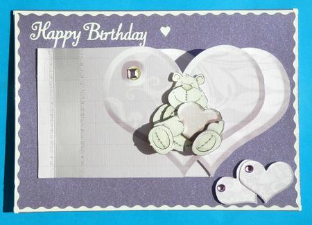 Teddy Doodles Heart Card Topper by Suzi Cooper