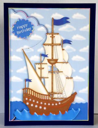 Ships Ahoy Scalloped Edge Envelope Card by Suzi Cooper