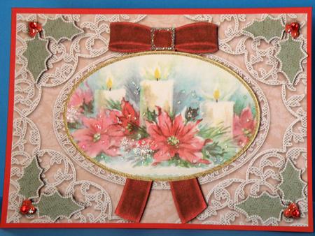 Christmas Candle Trio Velvet and Lace A4 Sheet by Suzi Cooper