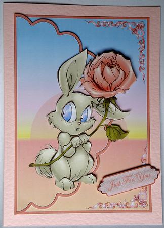Bunny with a Rose Envelope Card by Suzi Cooper