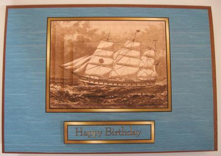 Old Sailing Ship Sepia Quick Card Front with Pyramage by Suzi Cooper