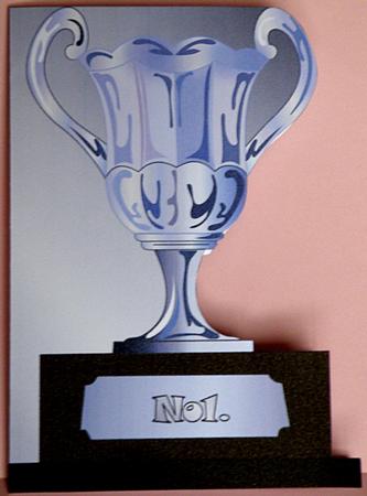 Silver No.1 Trophy Shaped Quick Card by Suzi Cooper