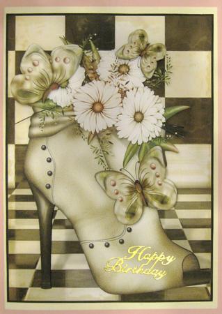 Flowerheads Over Heel Decoupage by Suzi Cooper