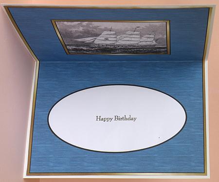Old Sailing Ship Landscape Birthday Insert by Suzi Cooper